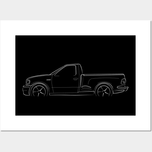 2000 Ford F150 SVT Lightning - profile stencil, white Wall Art by mal_photography